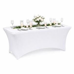 Husă elastică pentru masă dreptunghiulară 180 × 70 cm – albă, poliester și spand – poza 1