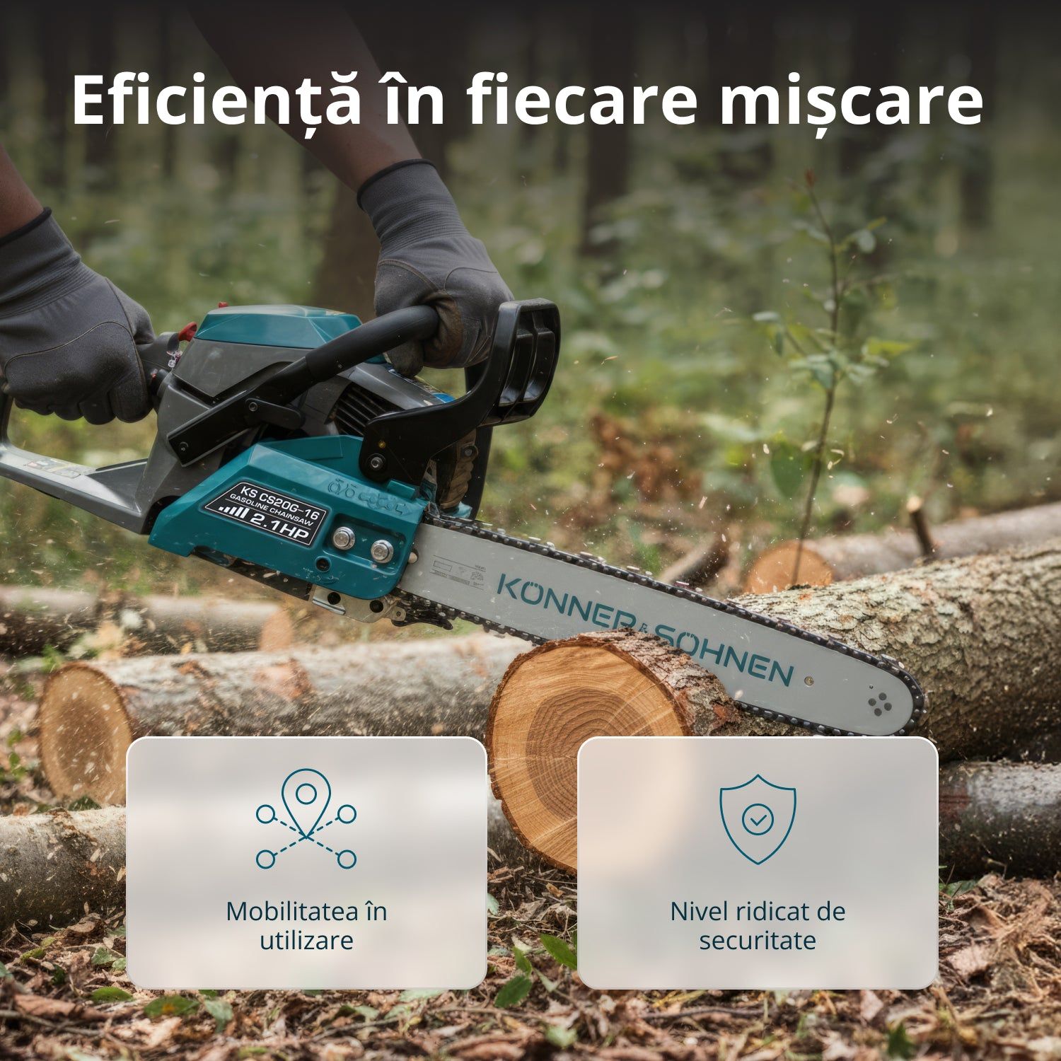 Drujbă pe benzină Könner & Söhnen KS CS20G-16 – 40 cm³, 1,6 kW, lamă de 40 cm - imagine 4