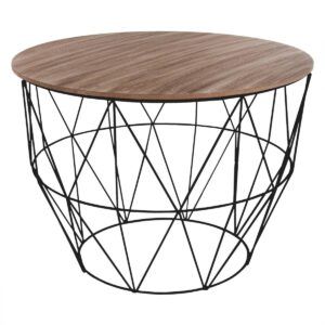 Măsuță de cafea Atmosphera Atomic – blat rotund din MDF, structură din oțel, negru