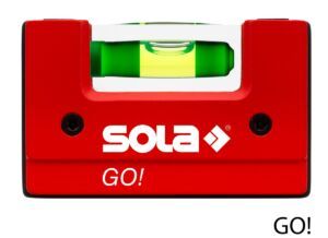 Nivelă compactă Sola GO! – corp roșu din poliamidă, 68 x 21 x 42 mm, fiolă Sola Focus