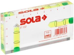 Nivelă compactă Sola R 100 (ambalaj de 1 buc.) – sticlă acrilică transparentă, 10 cm