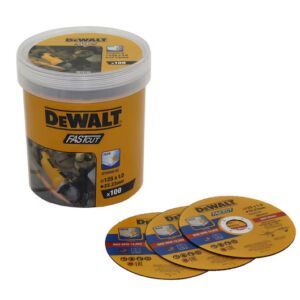 Discuri de tăiere pentru inox DeWalt DT20540-QZ – 125 × 1 mm, 100 de bucăți, FASTCUT