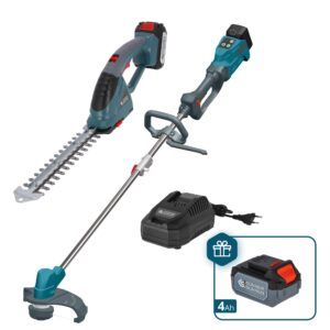 Pachet promoțional Könner & Söhnen KS SHT-BCT-SET – trimmer și foarfecă de grădină cu acumulator 20