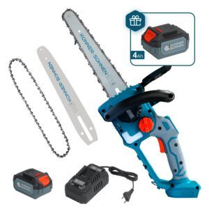 Pachet promoțional mini drujbă Könner & Söhnen KS MCS20V-12 SET PLUS – 2 acumulatori, încărcător, 2