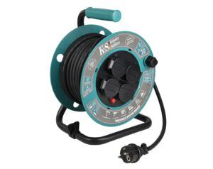 Prelungitor cu tambur Könner & Söhnen KS CR-15M – 15 m, 4 prize, 3 × 1,5 mm², IP44