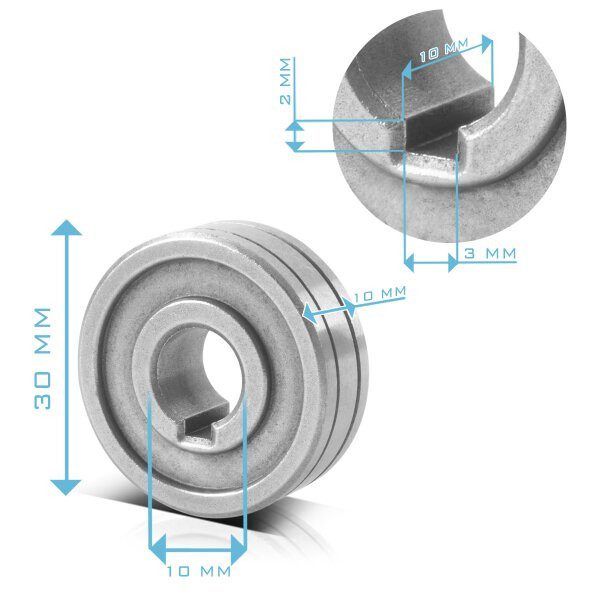Rolă de antrenare cu pană Jasic 10048356 – sârmă de oțel 0,8–1,0 mm - imagine 2
