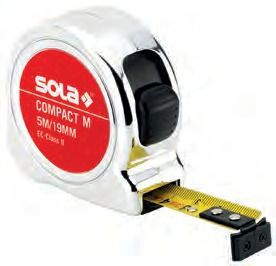 Ruletă Sola COM 8 – bandă de oțel de 8 m și 25 mm, carcasă cromată, cârlig magnetic