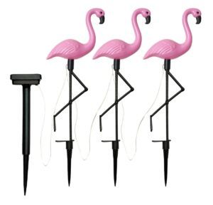 Set 3 lămpi solare de grădină în formă de flamingo – LED alb neutru, IP65 – poza 1
