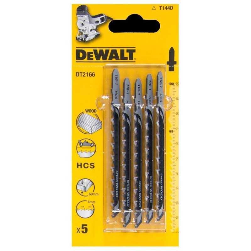 Set 5 pânze de fierăstrău pendular DeWalt DT2166 – HCS pentru lemn, coadă T, 100 mm