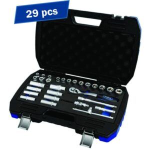 Set chei tubulare cu clichet 3/8 Hyundai HY-59652 – 29 piese, 10–19 mm