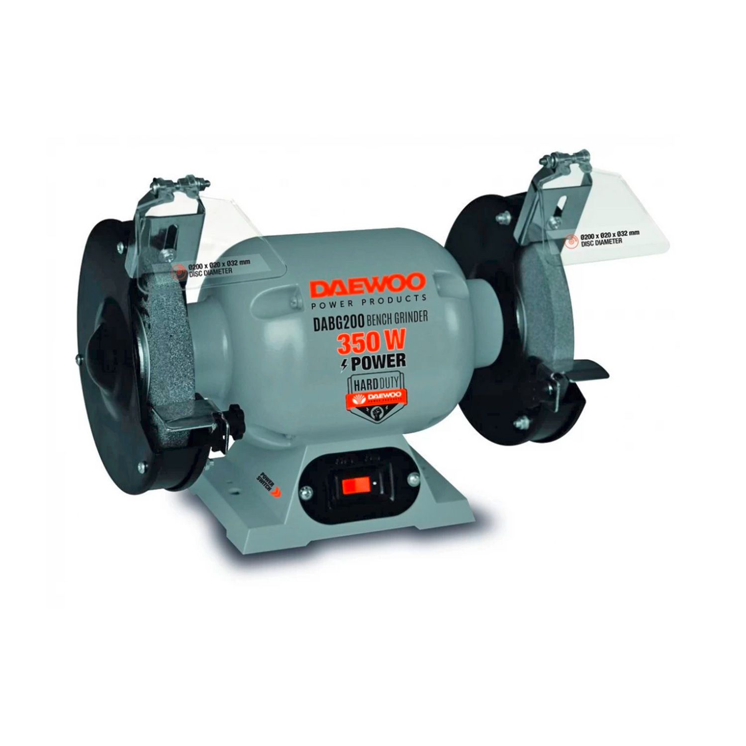 Polizor de banc Daewoo DABG200 – 350 W, disc de 200 mm, 2980 rpm