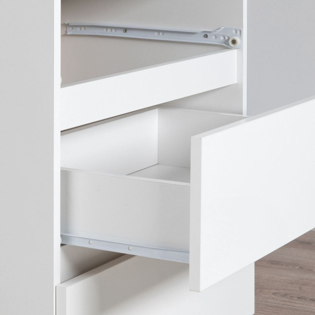 Noptieră CL2 cu 2 sertare – PAL laminat 16 mm, alb mat, 40 × 35 × 40 cm - imagine 4