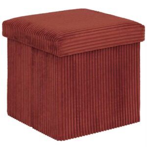 Taburet pliabil Atmosphera Arum din material tip catifea reiată – 38 × 38 × 38 cm, ambră